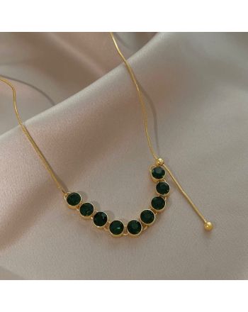 Dainty Green CZ Adjustable Chain Necklace | HN2329