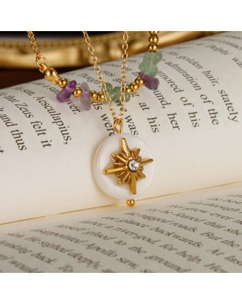 Layering Stone & Star Pendant Chain Necklace | GX2331