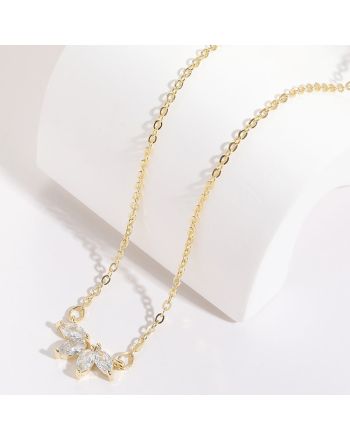 Dainty Marquise Leaf Pendant Chain Necklace | XL0177