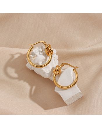 Kailey Gold Knot Earrings, Simple Dainty Hoops | F497