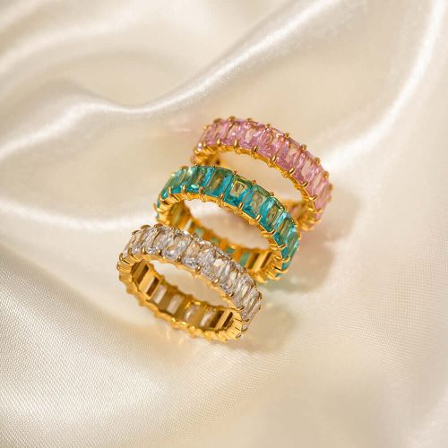 18K Gold Plated Zircon Ring, Stainless Steel Ring, Gold Midi Ring | JDR034